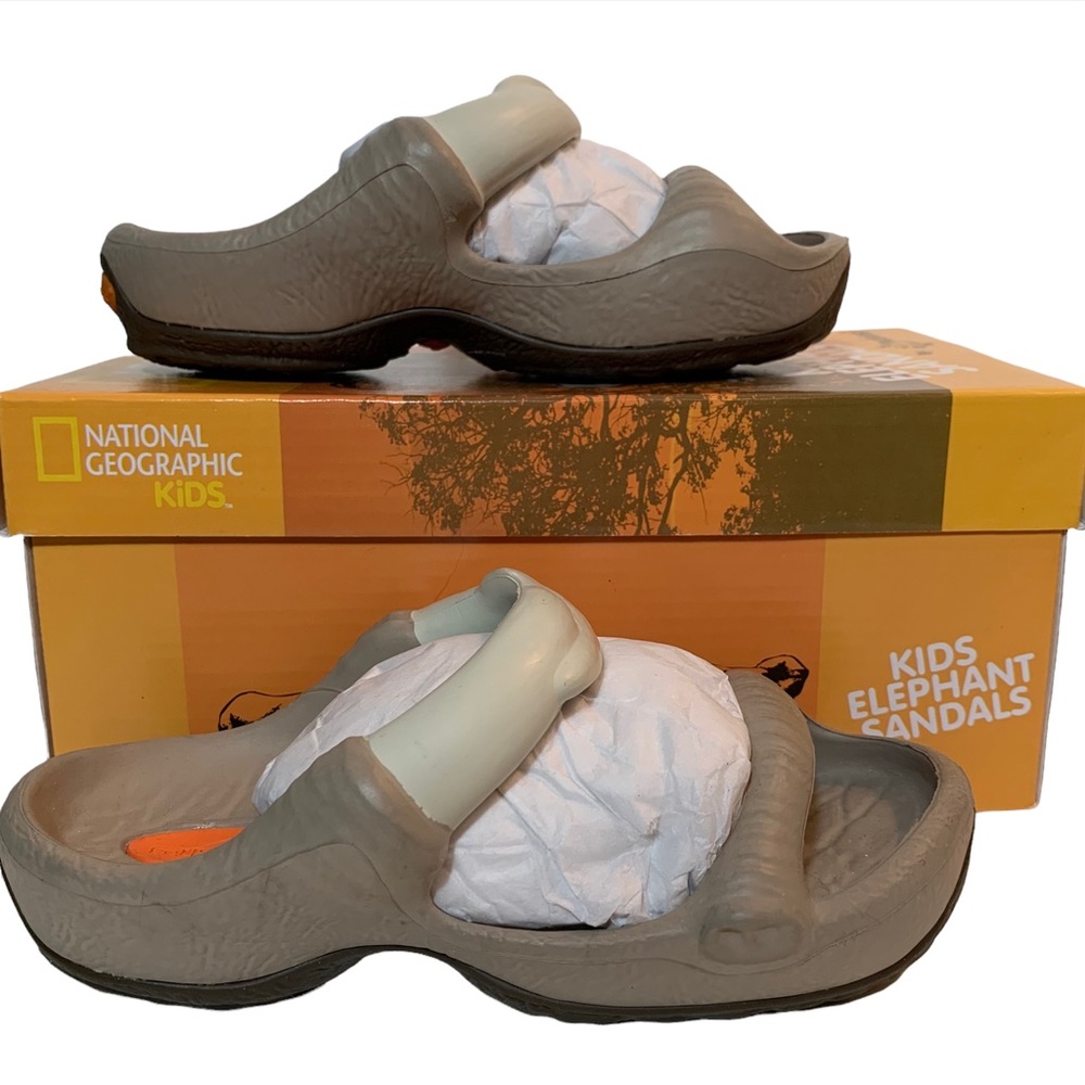 NEW Sole Creatures Kids Boys Elephant Sandals National Geographic Beige 10-11